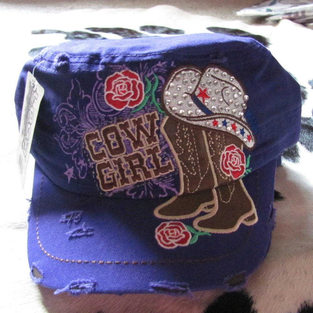 LOGA COWGIRL BOOTS , HAT, ROSE & BLING  PURPLE BAS